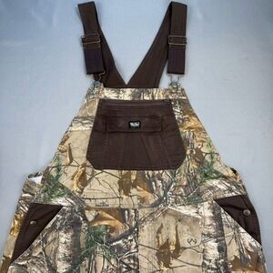 Vtg Walls Realtree Xtra Camo & Brown Hunting Lightweight Overalls Bibs - XL